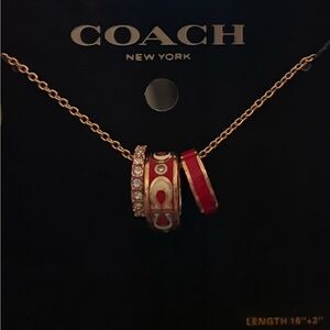 Christmas Special!Coach Gold and Red Pendant Necklace. New